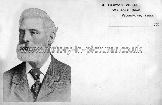 Portrait of owner of 4 Clifton Villas, Walpole Road, South Woodford, London.
